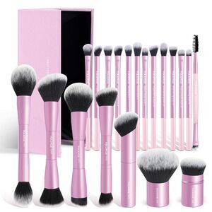Maange 20 Pcs Pink Double-End Multi-functional Makeup Brushes With Gift Box